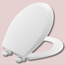 NEW Round Closed Front Enameled Wood Toilet Seat in White Durable Wood Finish
