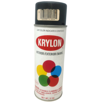 Vintage Krylon Ultra Flat Black 1602. Borden Era Spray Paint Can.  Bar Code Lid.