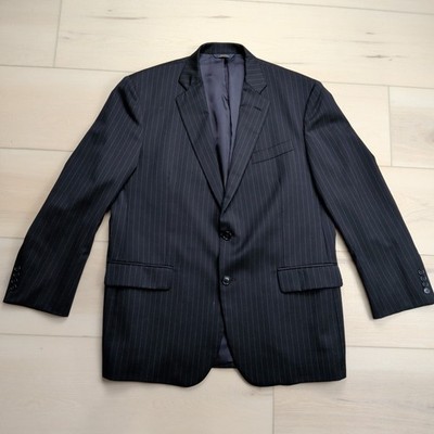 Brooks Brothers Blazer Sport Coat Mens 44R 1818 Madison Black Pinstripe Wool
