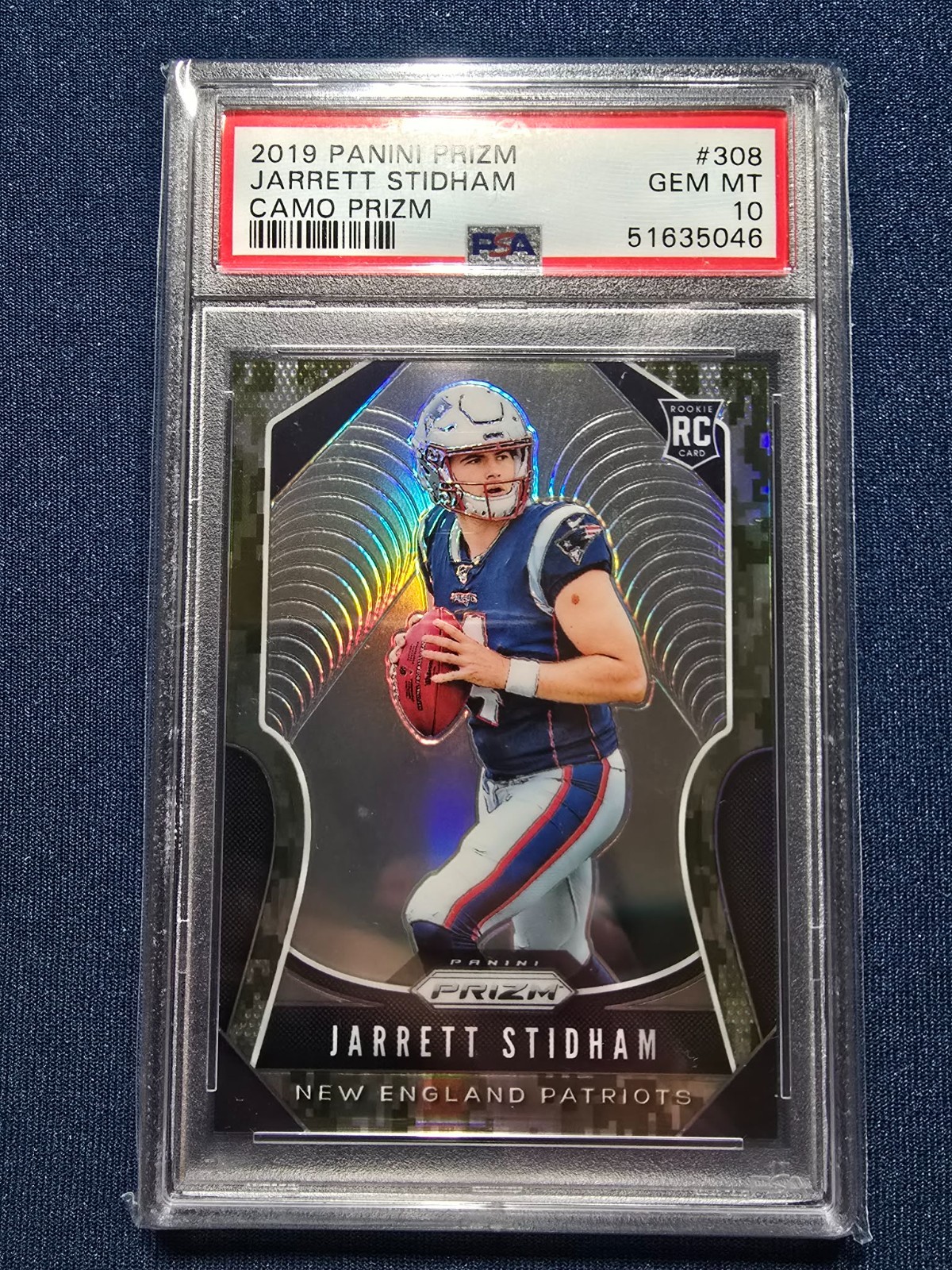 2019 PANINI PRIZM CAMO #308 JARRETT STIDHAM #/25 ROOKIE CARD PSA 10 - LOW POP #5
