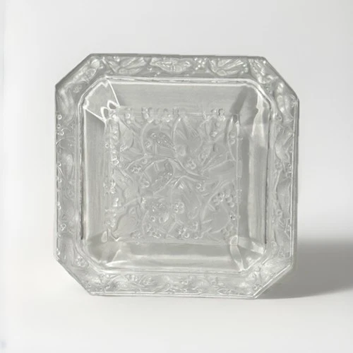 Lalique ANNA Birds Frosted Glass Crystal France Square Art Deco Trinket Pin Dish