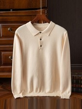 Knit Sweater Men Loose Lapel Cashmere Long-Sleeved Knitted Pullover Tops