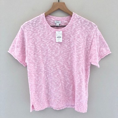 NWT J.Crew Factory Size Small Short-sleeve Relaxed Beach Sweater Pink Pullover