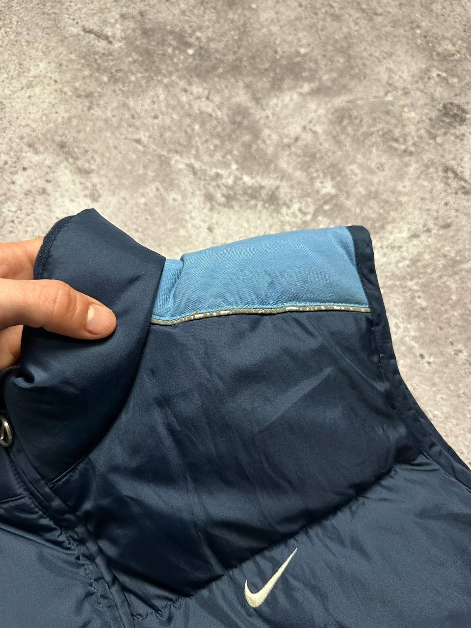 Vintage Nike Reversible Vest Puffer Big Logo 90s Swoosh Men Size XL Blue Yellow thumbnail 5