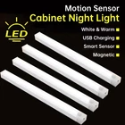 4-Pack LED Under Cabinet Lights, Rechargeable Motion Sensor, 3 Color Dimmable