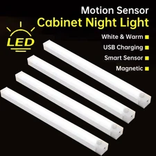 4-Pack LED Under Cabinet Lights, Rechargeable Motion Sensor, 3 Color Dimmable