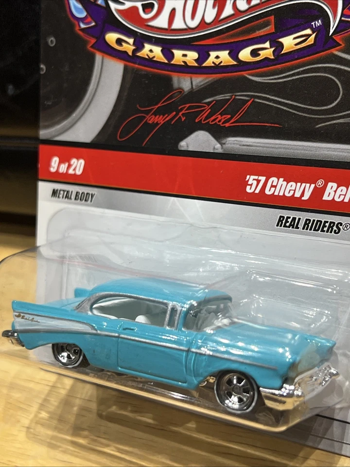 HOT WHEELS 2009 LARRY'S GARAGE '57 CHEVY BEL AIR Metal/Metal Real Riders Tires - Image 4 of 4