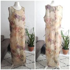 14, Annex, Vintage Brown, Purple, Khaki Floral Sleeveless Long Dress, Party 