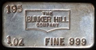 The Bunker Hill Company 1oz Vintage Poured Silver Bar #195 Fine 999 Silver