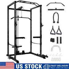 Power Cage ,Multi-Functional Power Rack w/Pulley System ,J-Hooks Dip Bar Workout