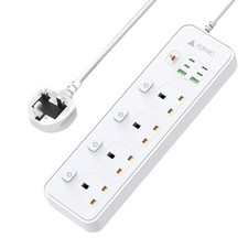 Extension Lead 1.8M Extension Cord 4 Way Multi Plug 4 USB-C 2 USB Ports AUNNO