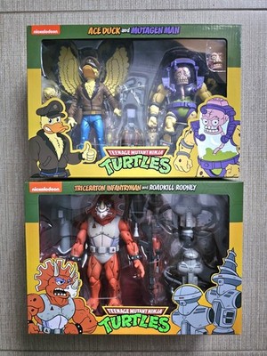 Nickelodeon TMNT Actionfigur Set Ace Duck Mutagen Man Triceraton Roadkill
