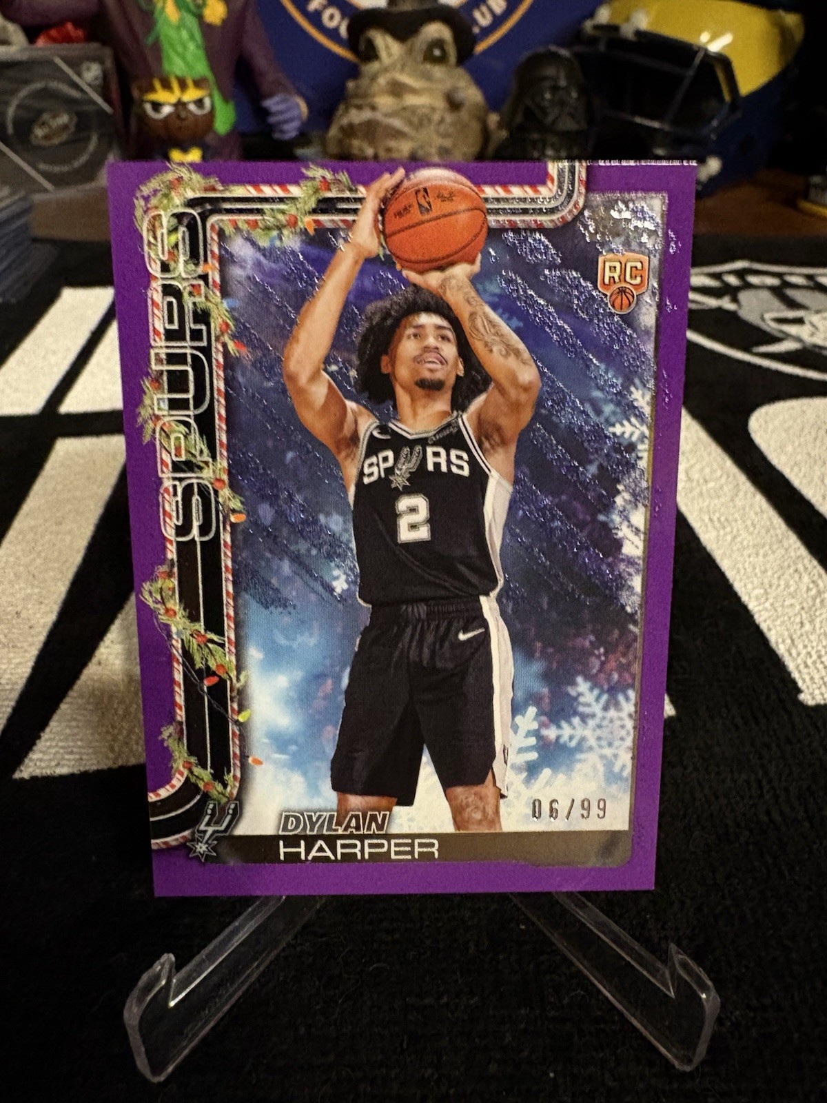 Dylan Harper 2025-26 Topps Holiday Basketball Purple Glitter /99 Spurs RC #H162