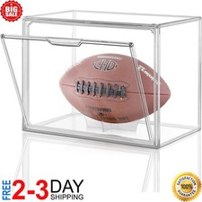 Football Display Case Full Size Acrylic Clear Box with Stand UV Protected Memo