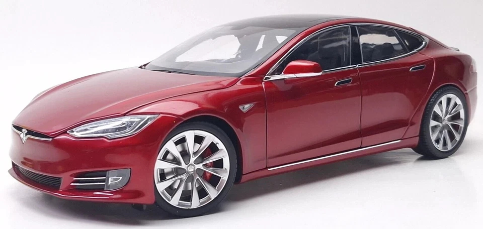 Tesla Model S P100D Multi Coat Rojo Escala 1:18 Diecast Model Car NUEVO Foto 2 de 4