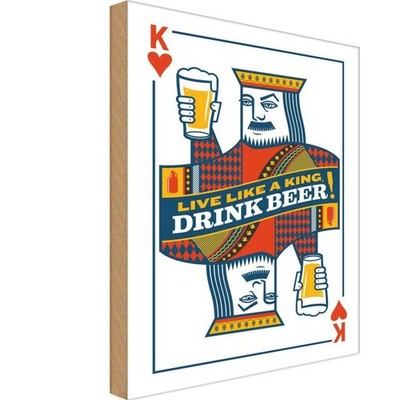Holzschild 30x20 cm Bier König drink Beer King Essen Trinken Deko Geschenk Holz 