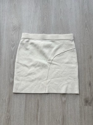 Hanifa Isla Mini Knit Skirt Size M Cream/Ivory NWT Designer Women's New