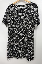 J. Jill Black Floral Dress Short Sleeve Tunic Size Large