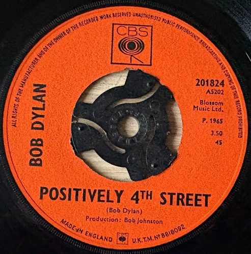 BOB DYLAN POSITIVELY 4TH STREET 7" CBS (1965) VG+ FOLK ENGLAND