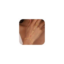 Hand Chain Bracelets for Women - 18K Gold Plated Ring Bracelet Hand Chain Gold B