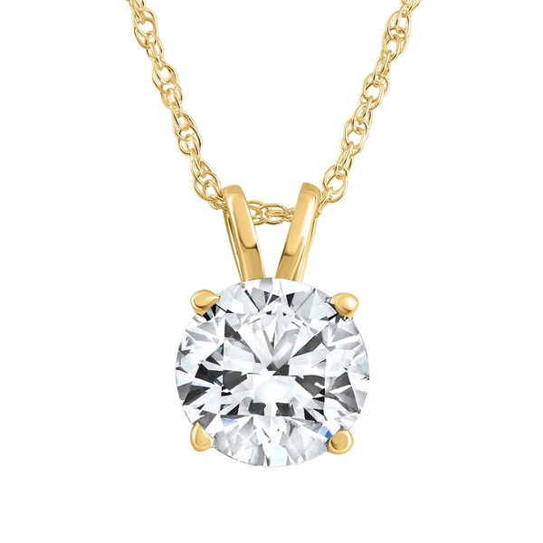 .60Ct Solitaire Round Natural Diamond Pendant Necklace 14K Yellow Gold