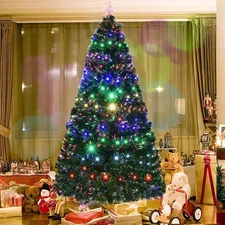 Pre-Lit Fiber Optic Artificial Christmas Tree Colorful Led Lights Decorations