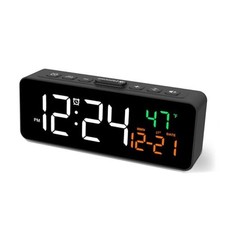 3-in-1 Digital Clocks for Living Room with Temperature, Date  Time Black