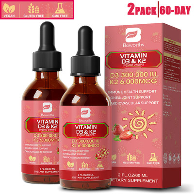 Vegan D3 K2 Vitamin Vitamin D3 10000 Plus K2 (MK-7) 200 mcg Liquid Drop 60ML
