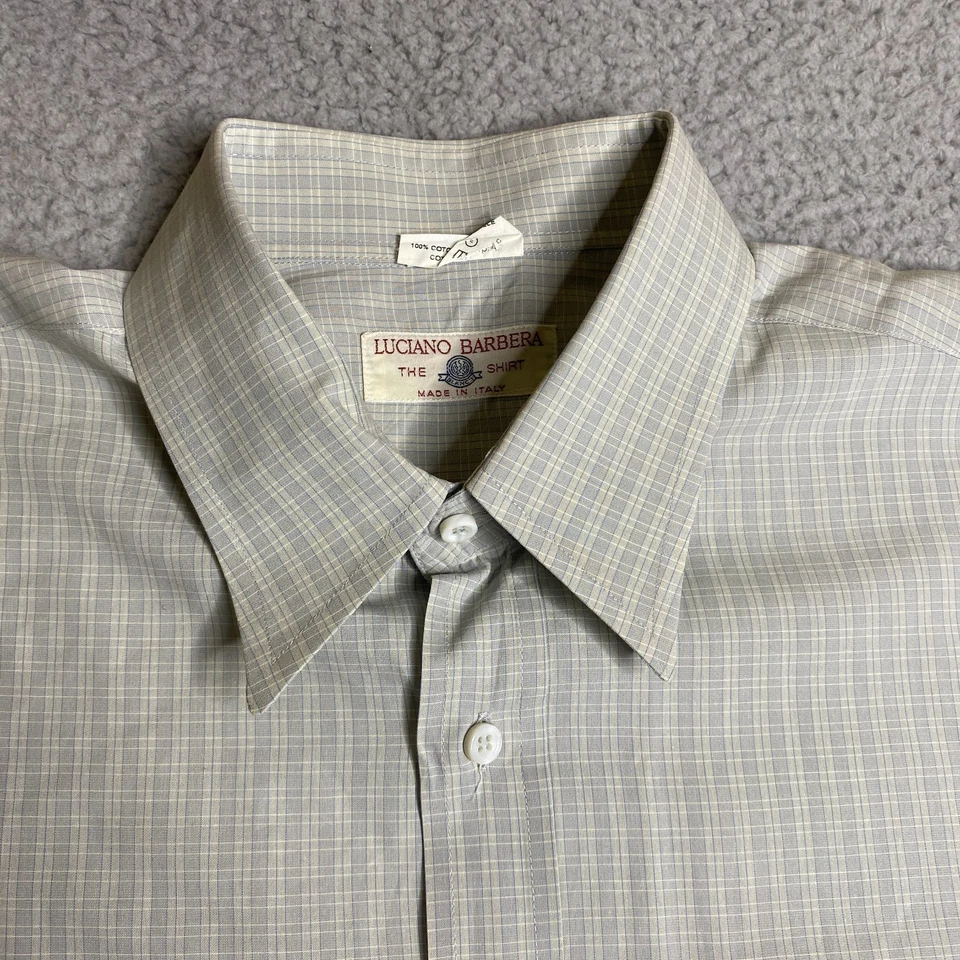 Рубашка мужская Luciano Barbera размер XL бежевая серая клетчатая на пуговицах длинная SL хлопок повседневная - Изображение 3 из 4