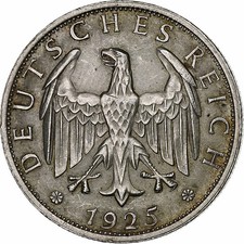 [#1048490] GERMANY, WEIMAR REPUBLIC, 2 Mark, 1925, Berlin, Silver, AU, KM:45