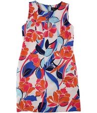 RN Studio Womens Textured Floral Sheath Dress, pinkblue, 8