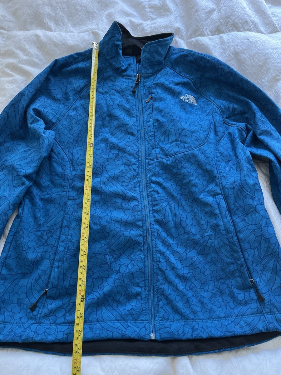 Women's Blue The North Face Zip Up Jacket With Floral Design Size