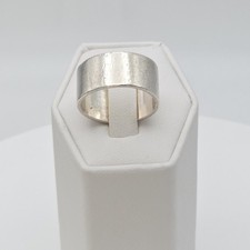 Vtg 925 Sterling Silver Ring Wide Hammered Textured Band Size 9 FREE HIPPING