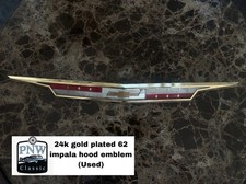 1962 62 Chevy Impala 24k Gold Plated Hood Emblem