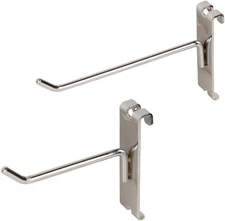 Dazzling Displays Chrome Metal Gridwall Hooks, Box of 12 - Six 4-Inch 