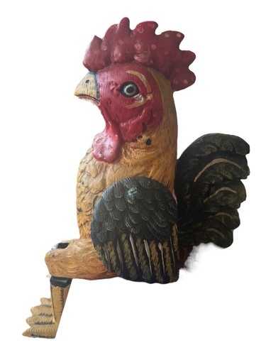 "Pollo gallo pintado a mano de madera maciza con patas y alas móviles 9""" - Imagen 5 de 12