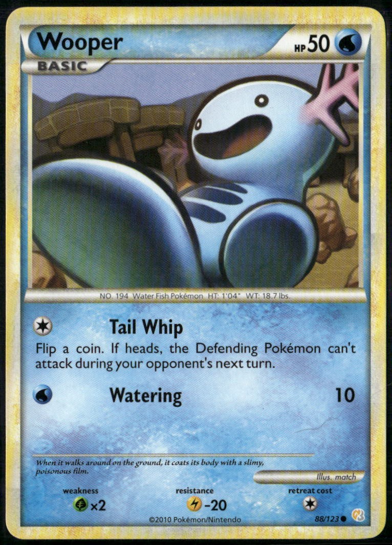 Wooper 88/123 Common HeartGold & SoulSilver LP Pokemon Card