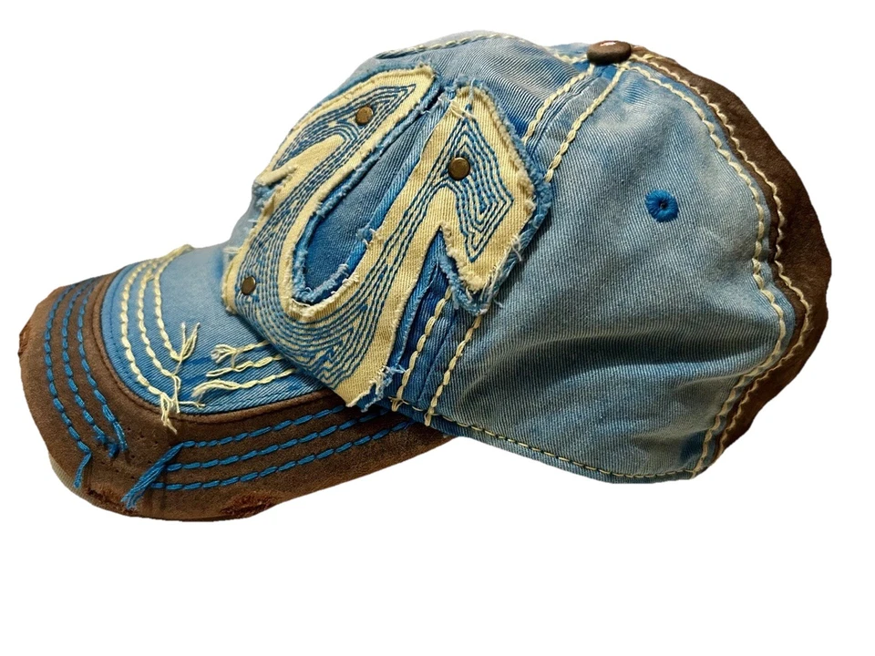 Rare Authentic True Religion Hat – Vintage Y2K Distressed Denim Horseshoe - Image 4 of 4