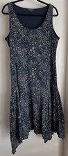 Lauren Jeans Co Ralph Lauren L Sleeveless Floral Blue Cotton 2-layer Dress
