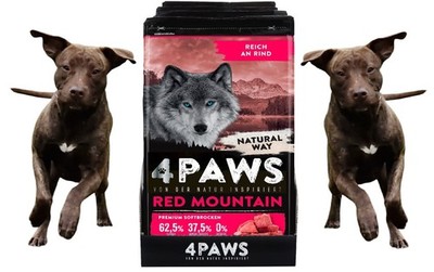   4x 2kg 4PAWS Hundefutter Red Mountain Rind Trockenfutter Getreidefrei Futter
