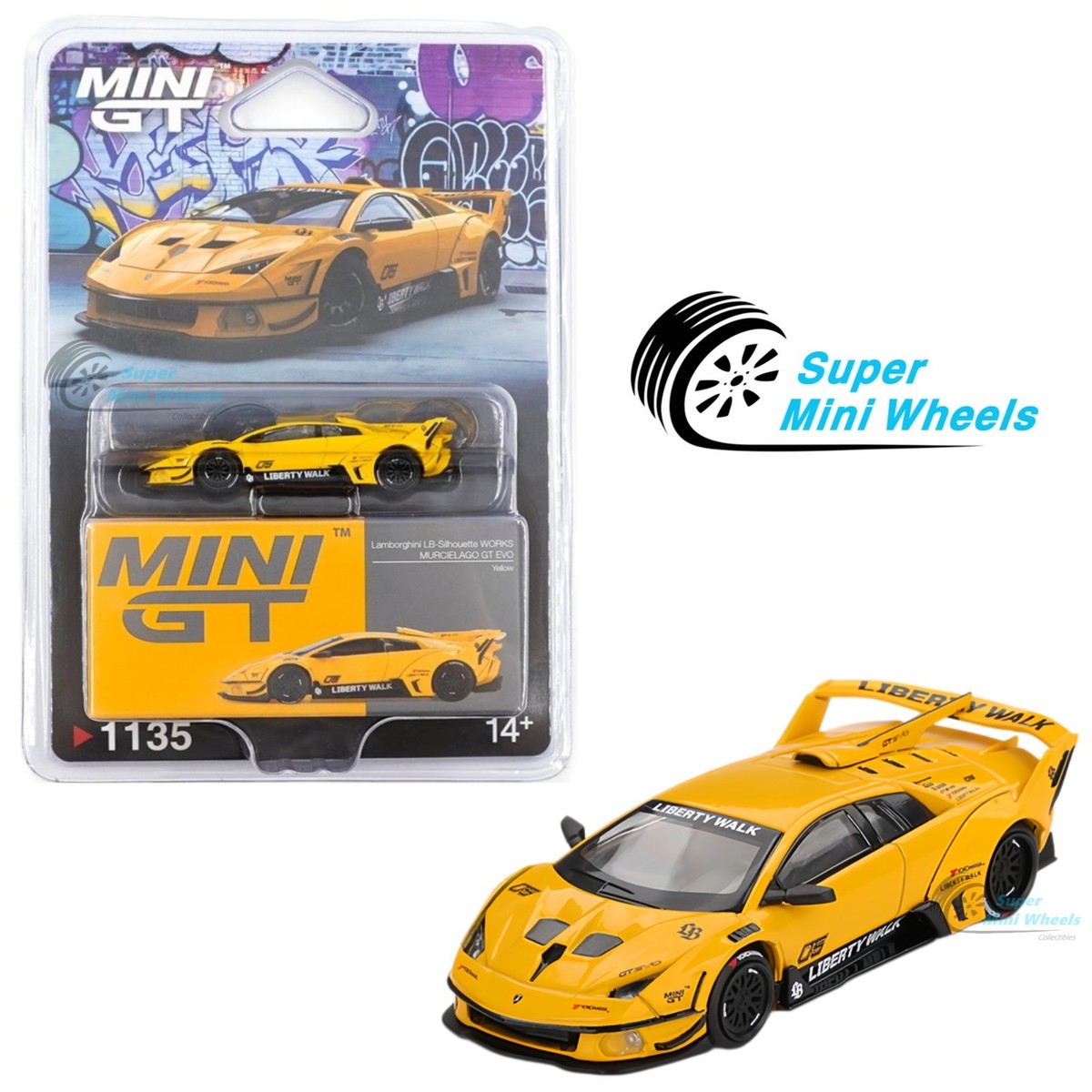 ミニカー LBWK MINI GT MURCIELAGO GT Evo Yellow MINI GT 1:64 LB-Silhouette WORKS MURCIELAGO GT- Evo Yellow – Model