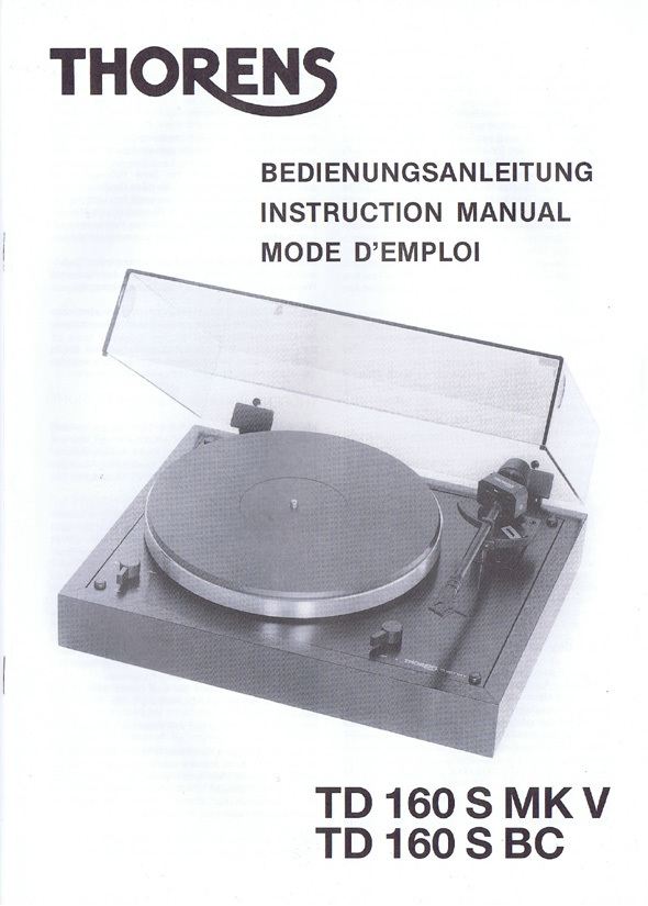 VINTAGE NOS THORENS TD 160 S MK V & SBC OWNERS MANUAL