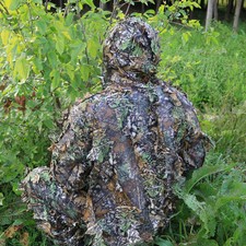 Poncho mimetico foglia 3D tuta Ghillie, set pantaloni giacca, tiro con l'arco, caccia con l'arco, caccia