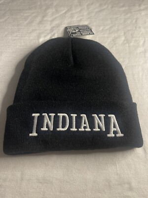 Brisco Apparel Embroidered Black Indiana Winter Hat NWT