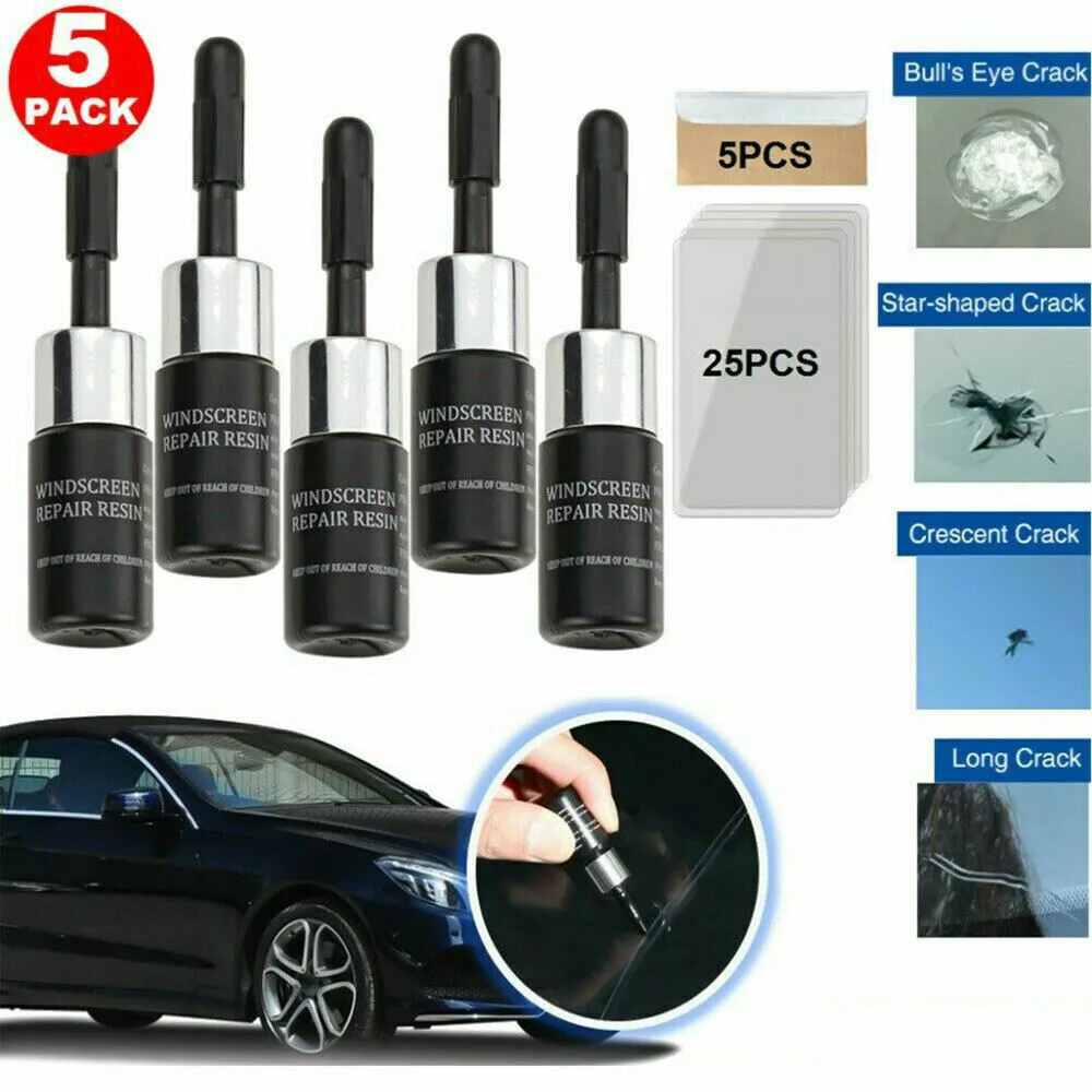 5-Pack Auto Glass Nano Repair Fluid Car Windshield Resin Crack Tool Kit  Crack US