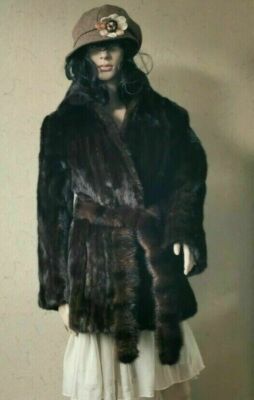 MINK NERZMANTEL+ BELT 36 38 40  NERZJACKE GÜRTEL NERZ VISON Bléck НОРКA FUR 3