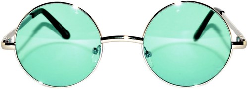 KIDS CHILD SIZE GREEN ROUND SUNGLASSES COLORED LENS SILVER FRAME HIPPIE CIRCLE - Picture 4 of 8