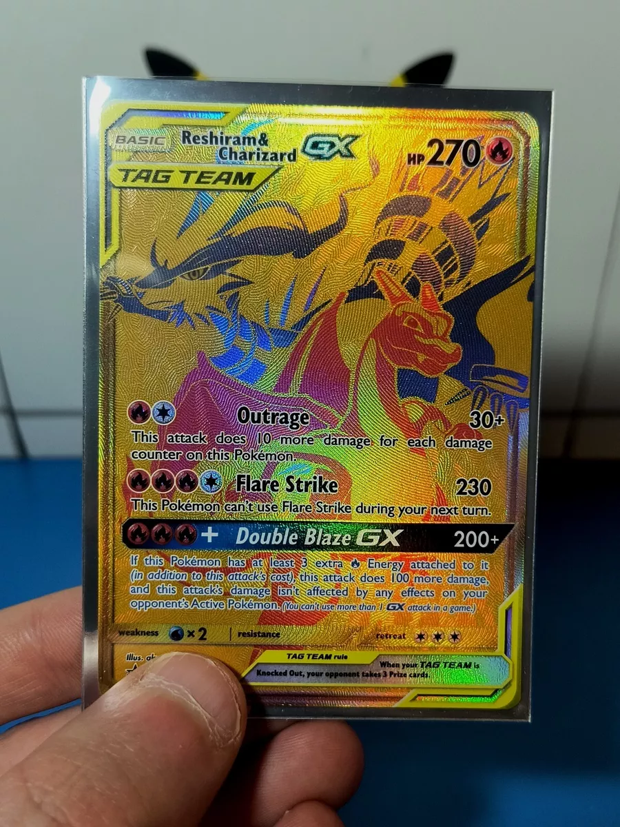 Pokemon Card Gold Reshiram & Charizard GX SM247 Promo, Hobbies