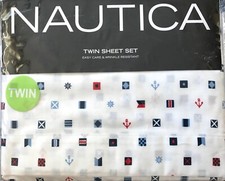 NEW Nautica Parral Navy Red Blue Sheet Set, 3-Piece Twin