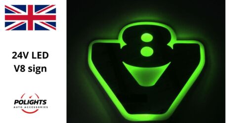 24V LED Green Light Illuminating Plate Silver Matt Grey Neon Sign #V8 for Trucks - Picture 1 of 4